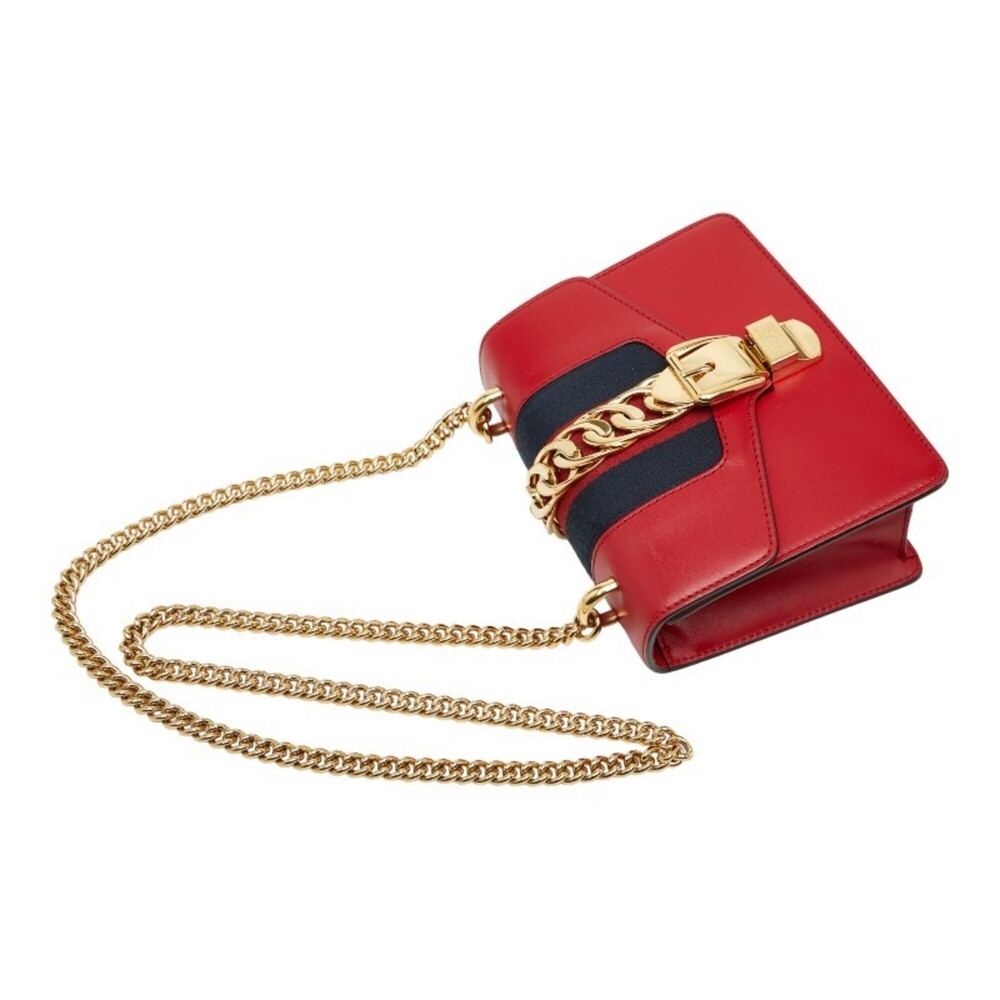 GUCCI Red Leather Sylvie Shoulder Bag - Picture 4 of 12